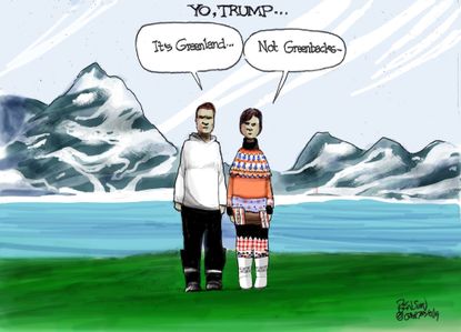 Political Cartoon Greenland Not Greenbacks Trump