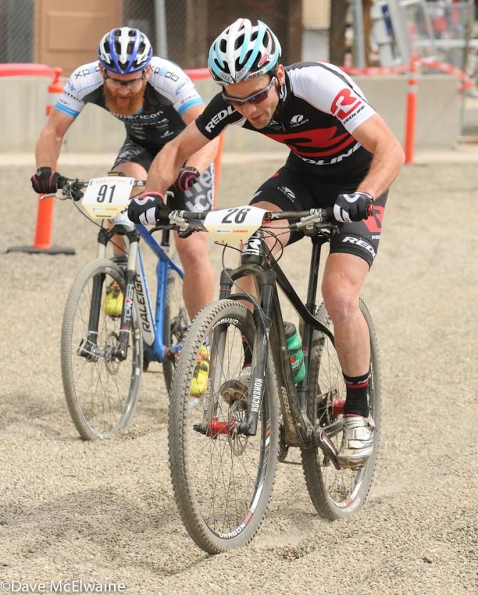 Justine Lindine powering his way through the pea stone