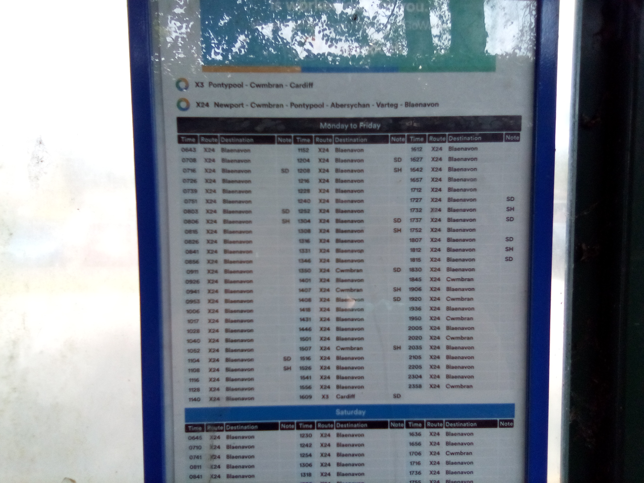 Bus timetable