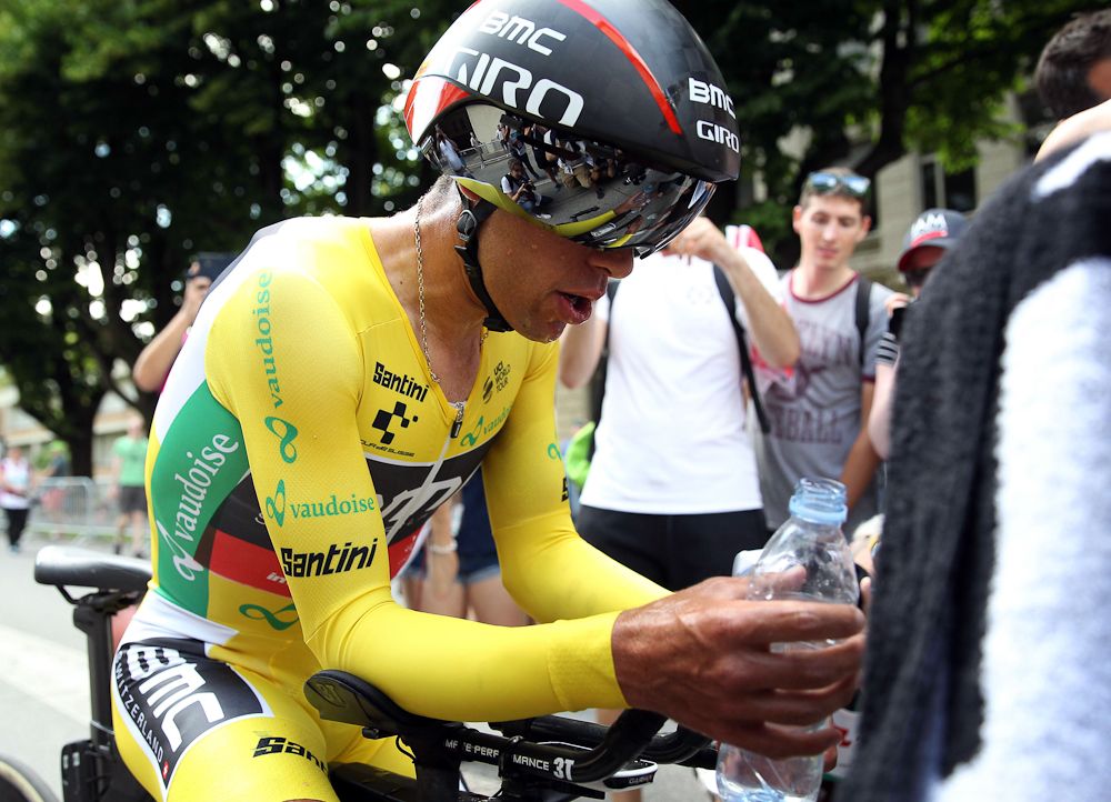 Richie Porte in yellow at the Tour de Suisse