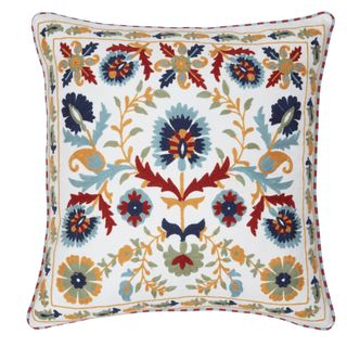 embroidered floral cushion