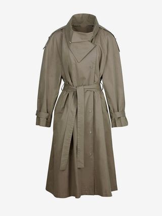 Lottie Trenchcoat mit Flügelkragen – Olivgrün