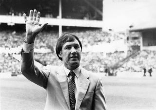 Keith Burkinshaw waves to Tottenham's fans ahead of his last game in charge of the club in May 1984.