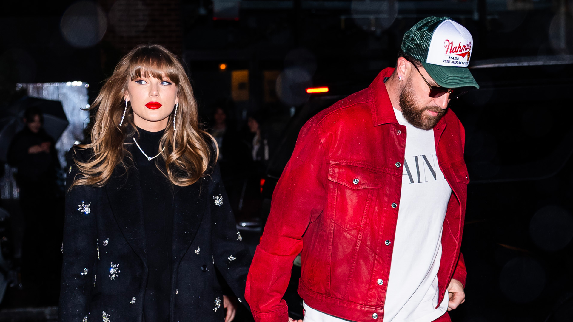 Taylor Swift joins Travis Kelce on a date night in New York.