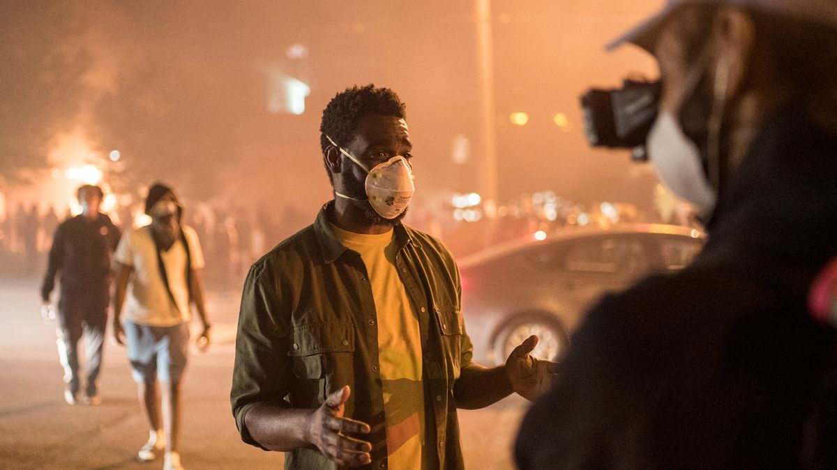 Vice correspondent Alzo Slade during protests on the night of May 29. People continued to take to the streets in the wake of George Floyd&#039;s killing at the hands of police. Vice, &quot;Citizen&#039;s Unrest&quot;.