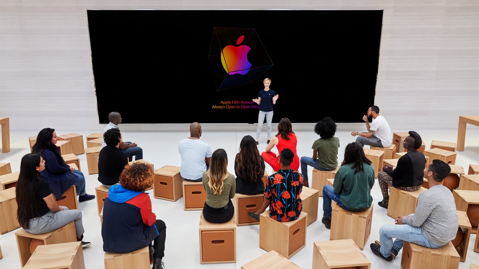 A Today at Apple session at the Fifth Avenue Apple Store in Manhattan, New York.
