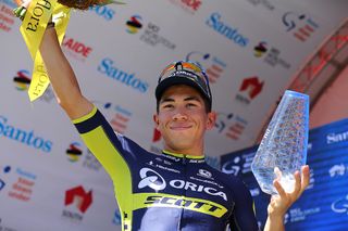 Caleb Ewan collects his hardware for winning stage 4