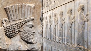 Bas-relief with Assyrian warriors, Persepolis, Iran.