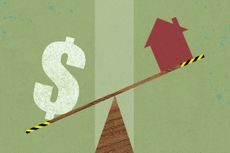 house on seesaw with dollar sign on the heavier side