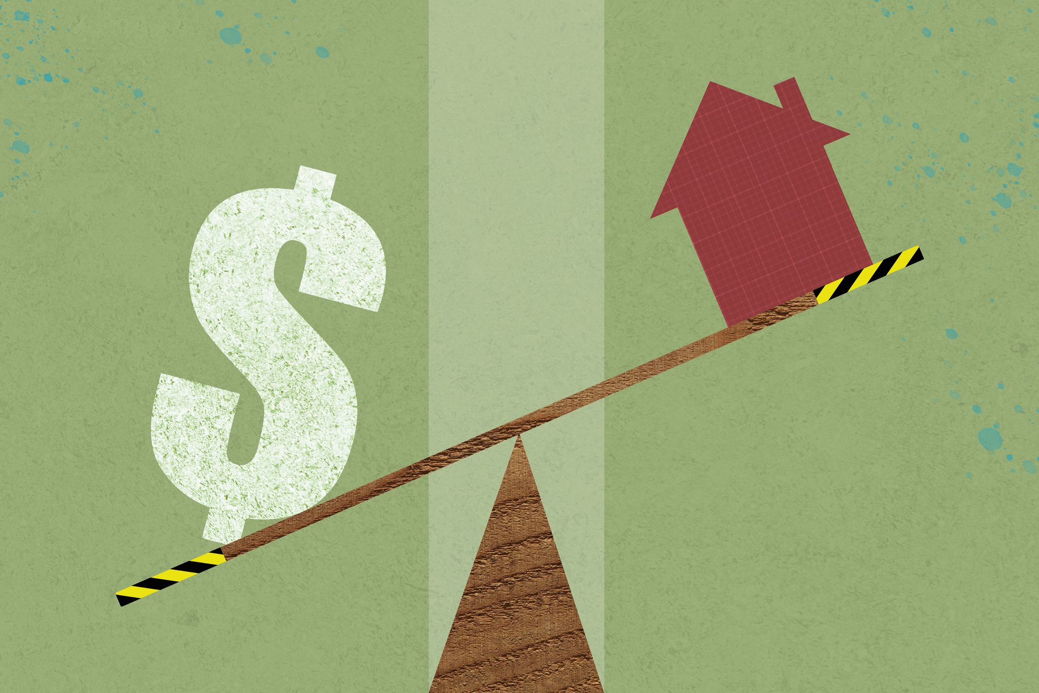 house on seesaw with dollar sign on the heavier side