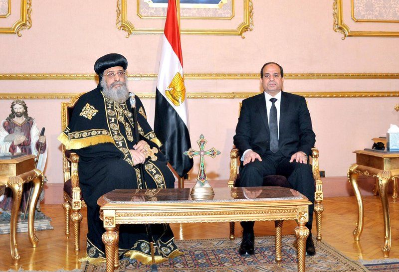 Egyptian president el-Sissi meets with the head of the Coptic church. 