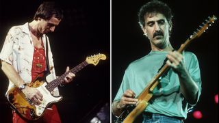 Adrian Belew (left) and Frank Zappa perform onstage