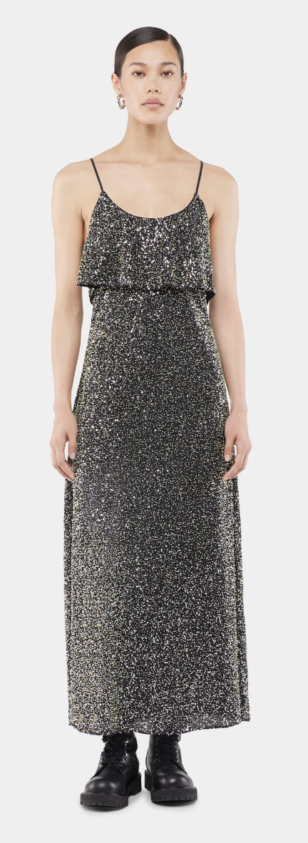 Rabanne, Midi Dress in Crepe With Sequin Embroidery Details