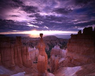 This iconic, balanced rock in Bryce Canyon is called Thor's Hammer. In Norse mythology, Thor is the god of thunder, and his hammer is a feared weapon that can wipe out mountains, or at least make a racket.