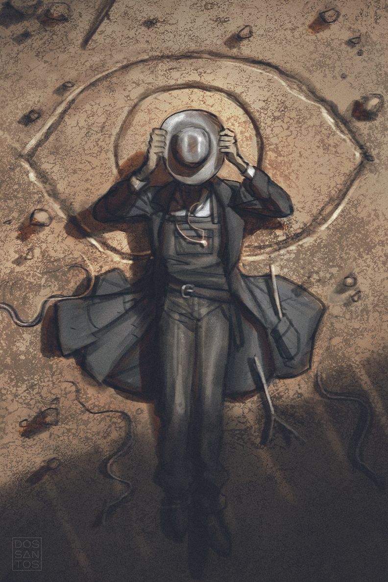 A sketch for book cover art by Dan Dos Santos