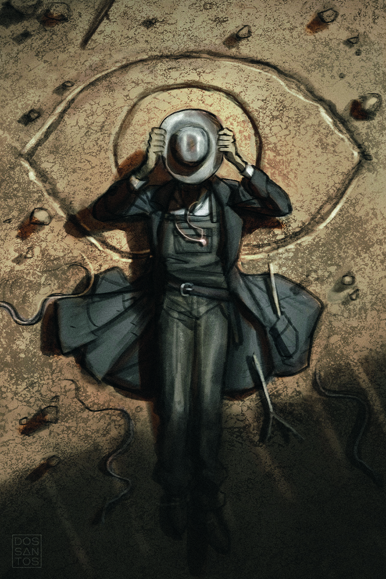 A sketch for book cover art by Dan Dos Santos