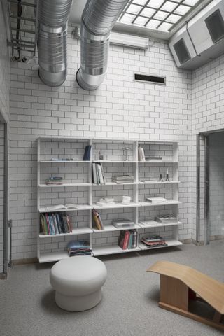 Modular wall mounted shelving system made of wood