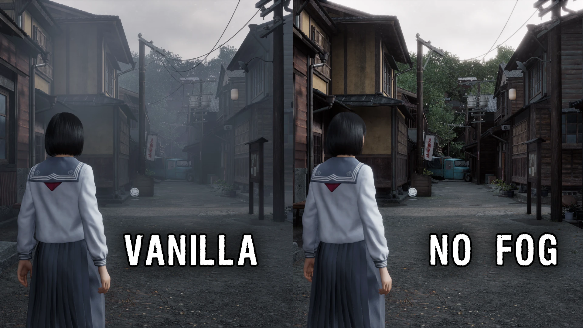 Silent Hill f no fog mod comparison