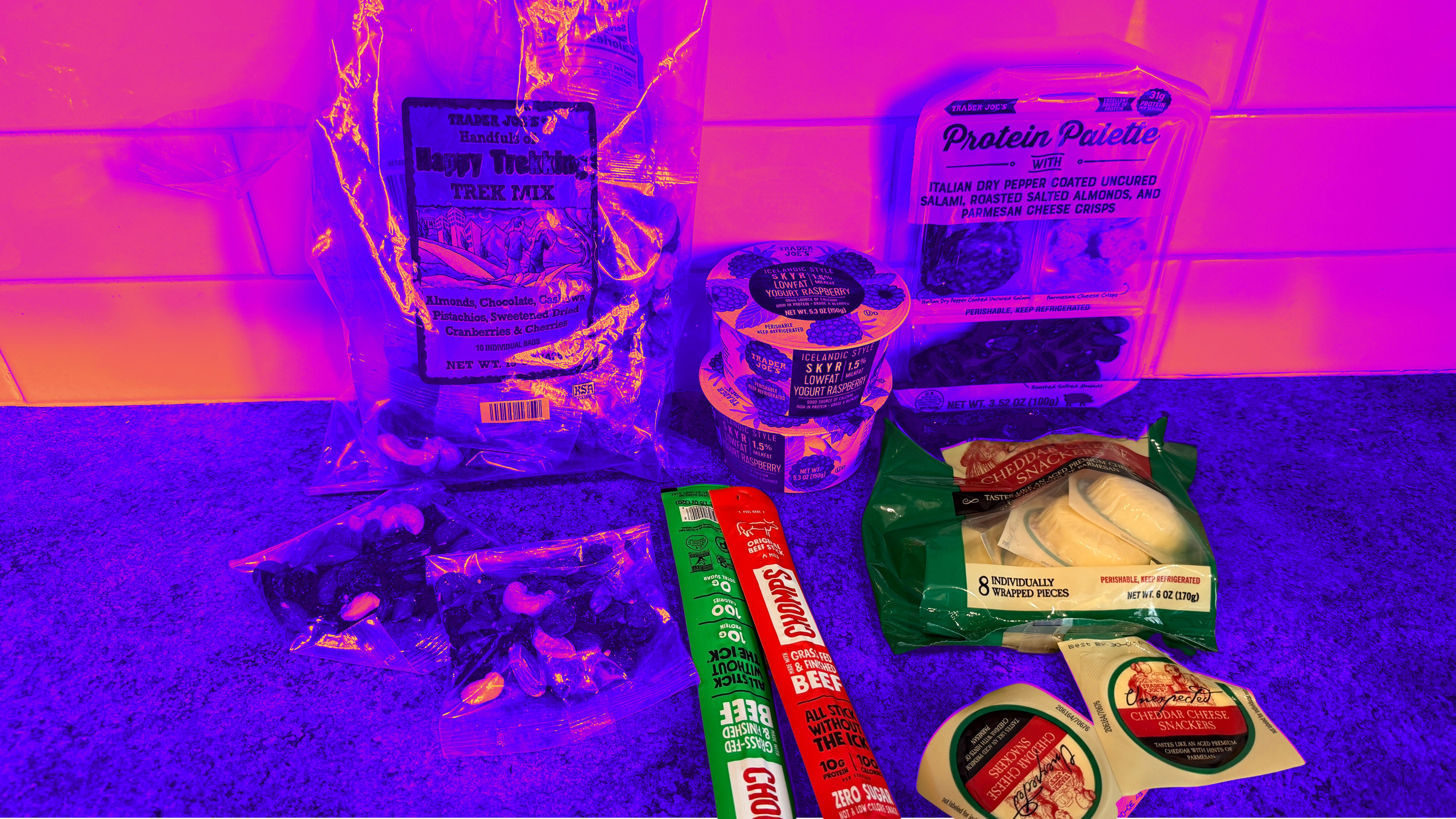 Selection of Trader Joe&amp;rsquo;s snacks on a counter top