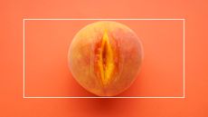 open peach on orange background 
