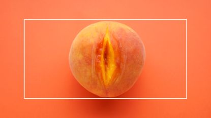 open peach on orange background 