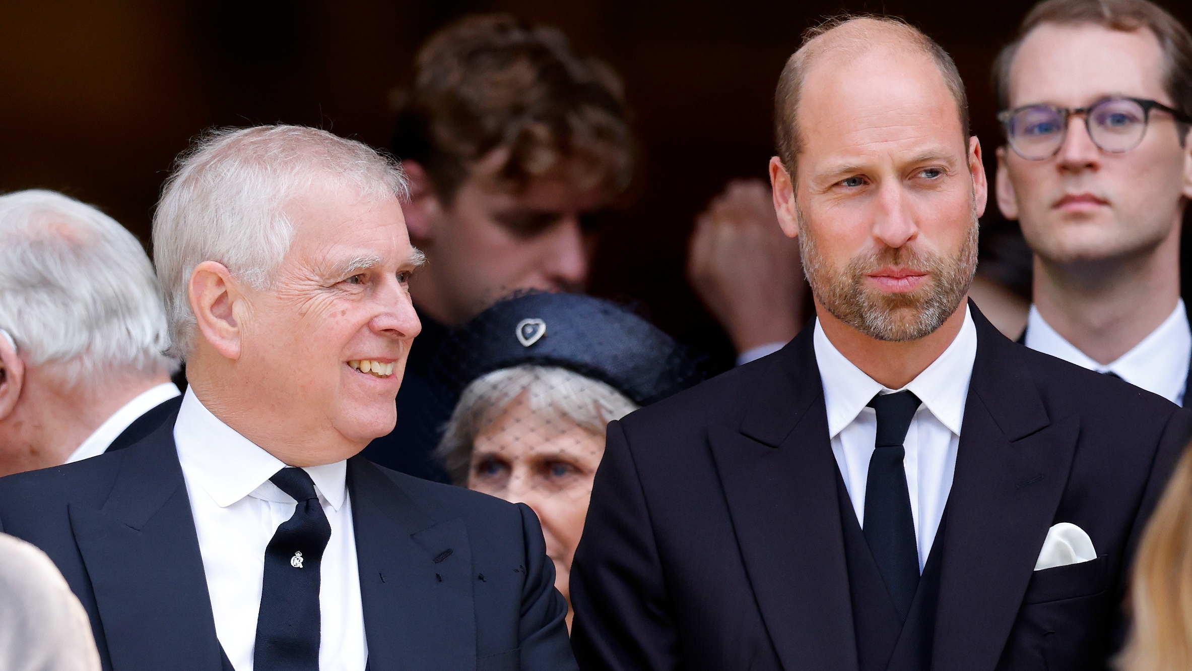 Prince Andrew and Prince William, Prince of Wales attend Katharine, Duchess of Kent&#039;s Requiem Mass service at Westminster Cathedral