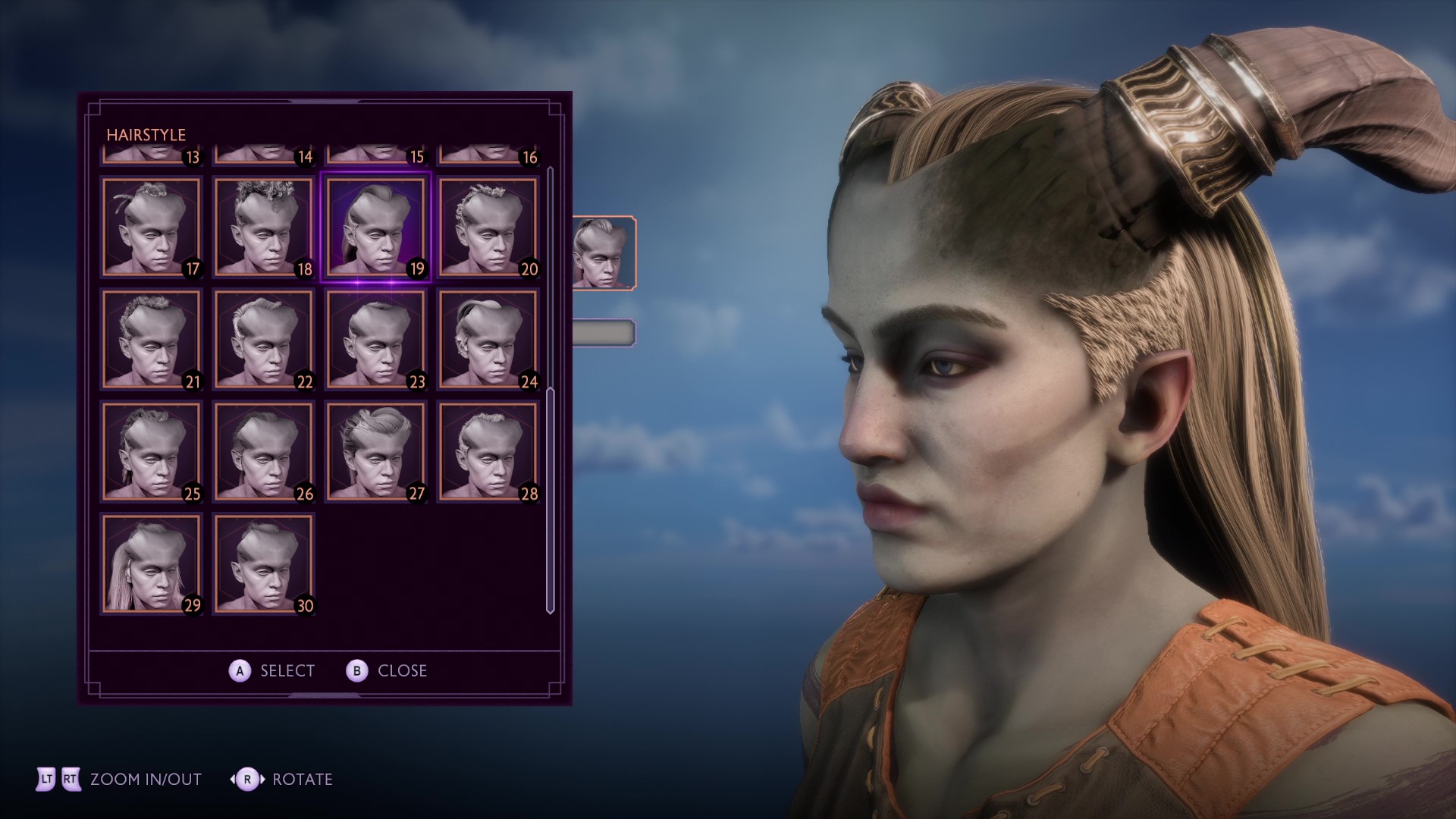 Opciones de creación de personajes para Dragon Age: The Veilguard - Peinados Qunari