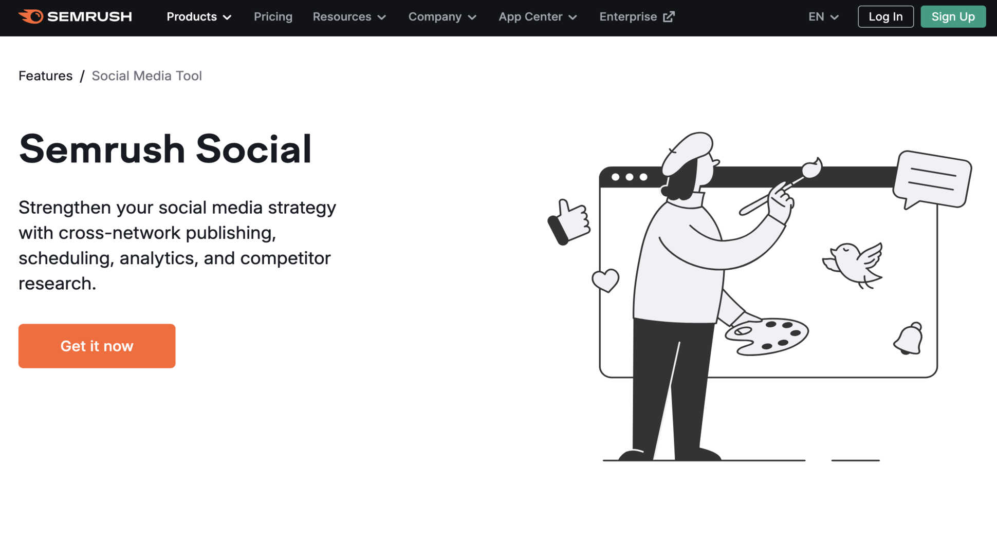 Website screenshot of Semrush (November, 2025)