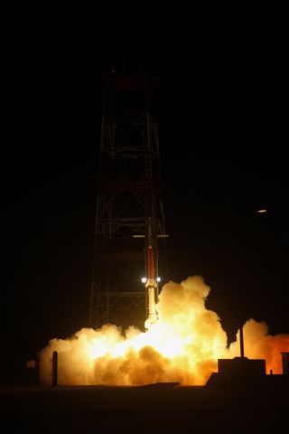 A Terrier-Improved Malemute two-stage sounding rocket lifted off from NASA's Wallops Flight Facility in Virginia to release colorful clouds into the upper atmosphere June 29.