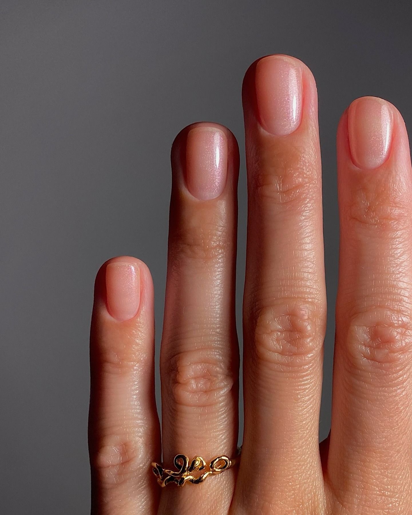 Organza nails with a sheer, subtle sparkle
