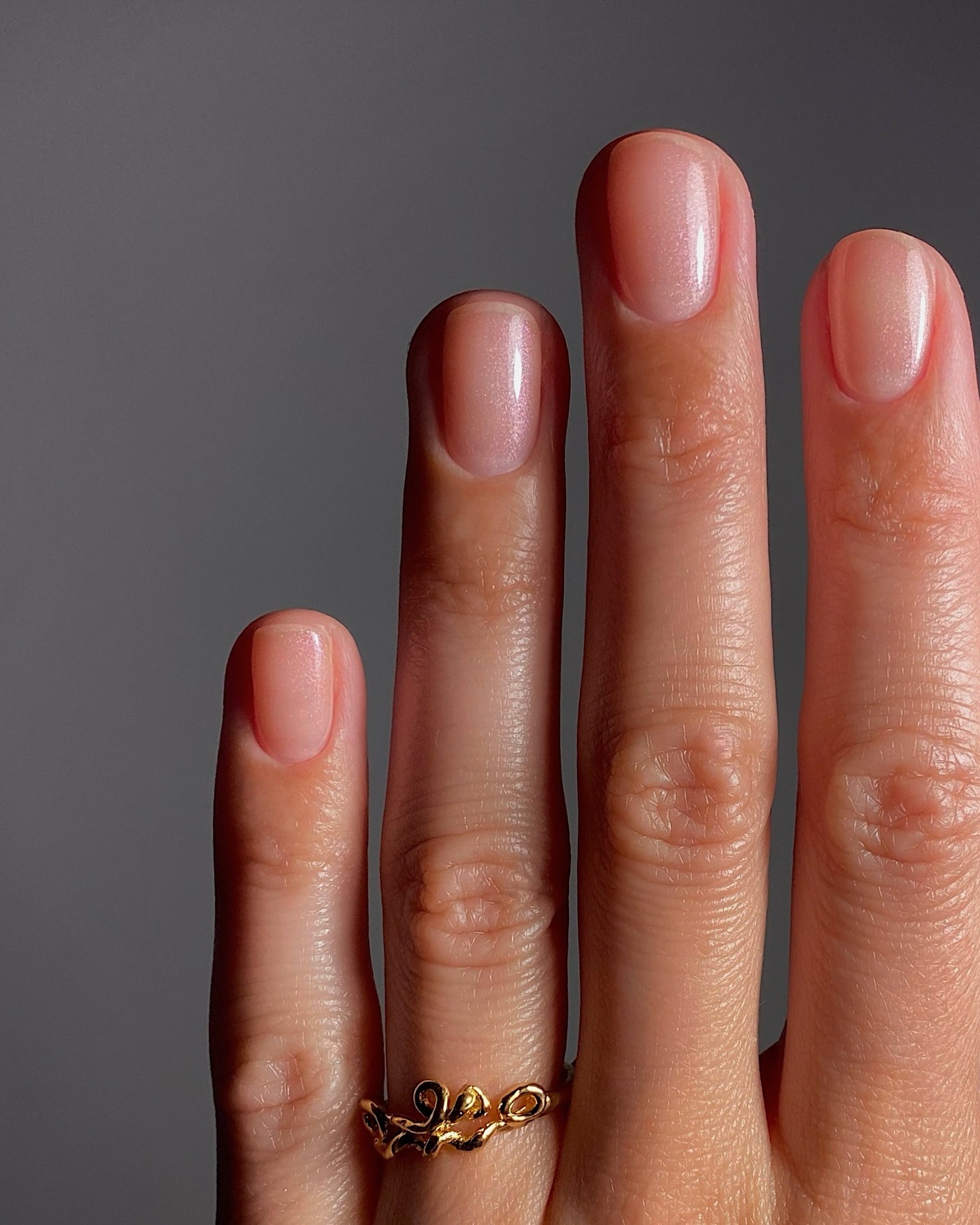 Organza nails with a sheer, subtle sparkle