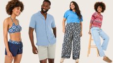 Four models wearing FatFace Holiday Shop