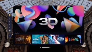 A screenshot of Disney Plus' 3D movies functionality on the Apple Vision Pro headset