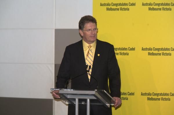 Victorian Premier Ted Baillieu at the Cadel Evans press conference