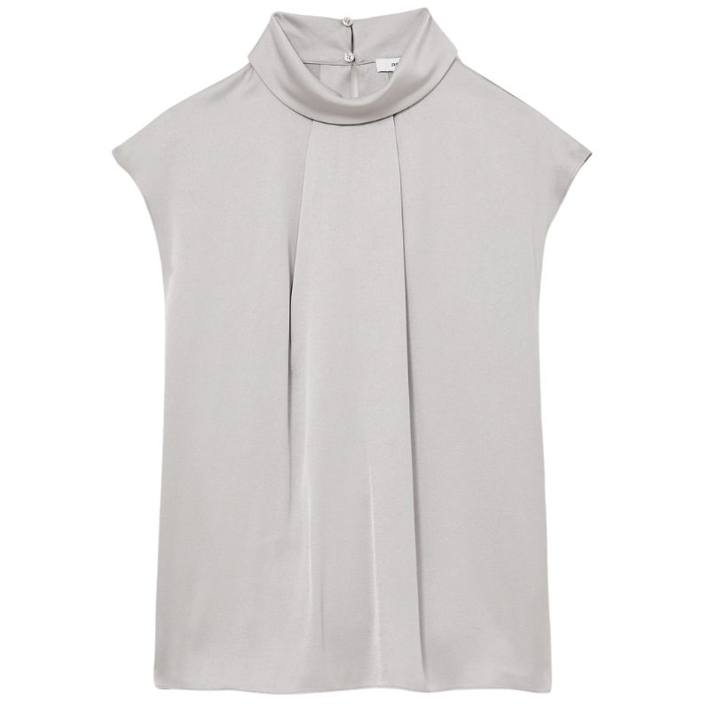 Reiss, High Neck Shell Top in Grey