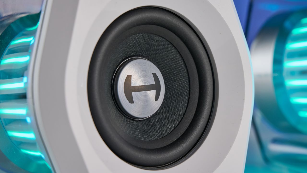 A pair of Edifier G2000 Pro gaming speakers with RGB lighting
