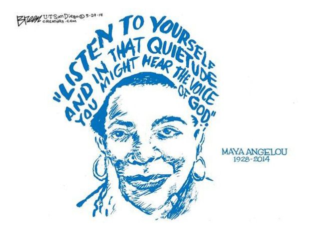 Editorial cartoon Maya Angelou