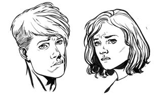 How to draw a face: A drawing of two worried looking figures