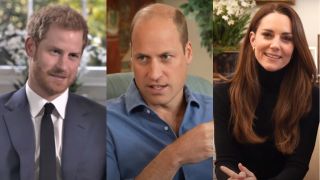 Prince Harry on Harry & Meghan; Prince William on a BBC interview; Kate Middleton on the Prince and Princess of Wales official YouTube channel.