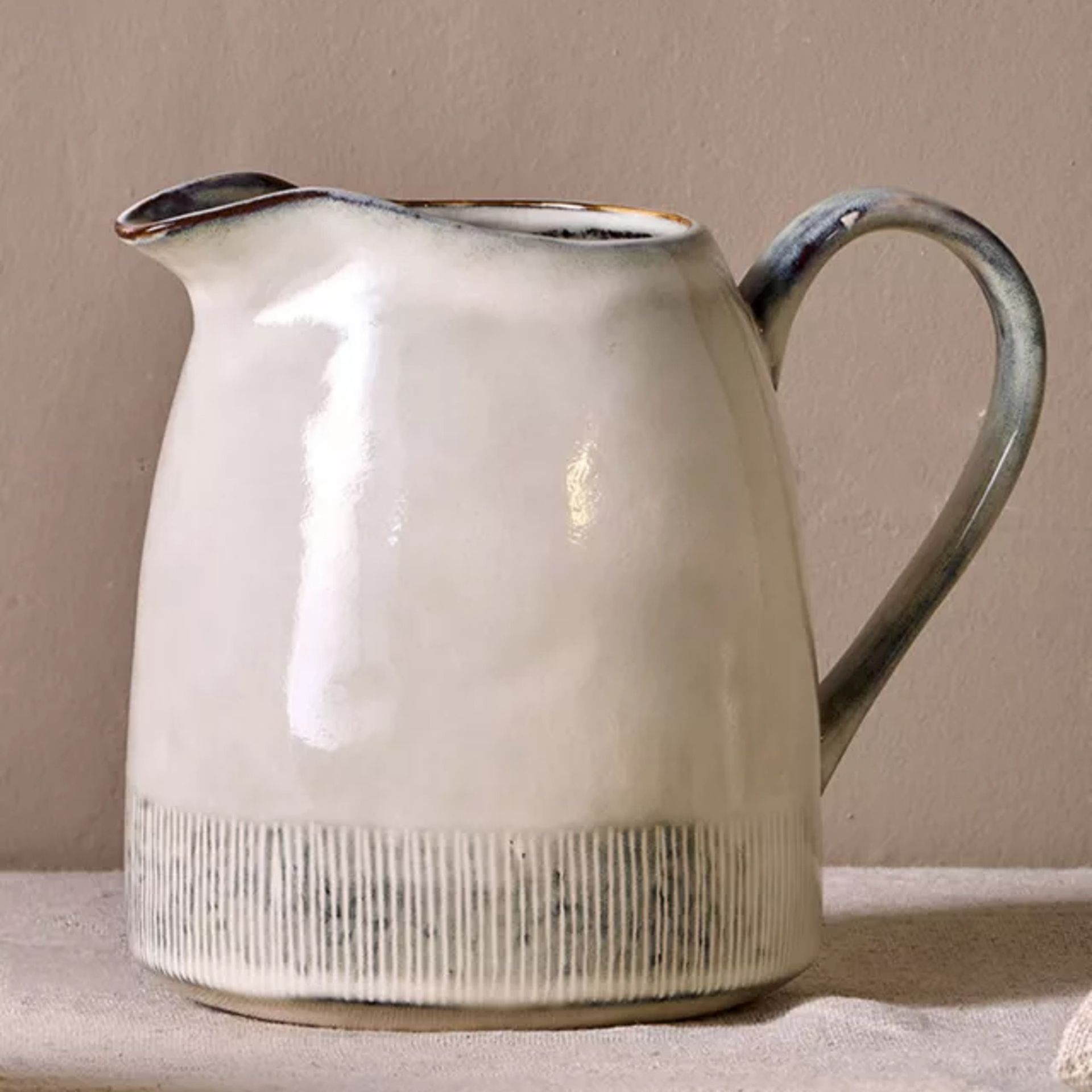 Nkuku Malia Stoneware Milk Jug, 1.89l, Large, Cream