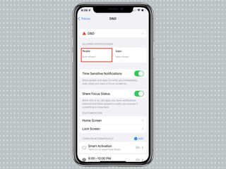Select People to include in a Focus mode in iOS 15