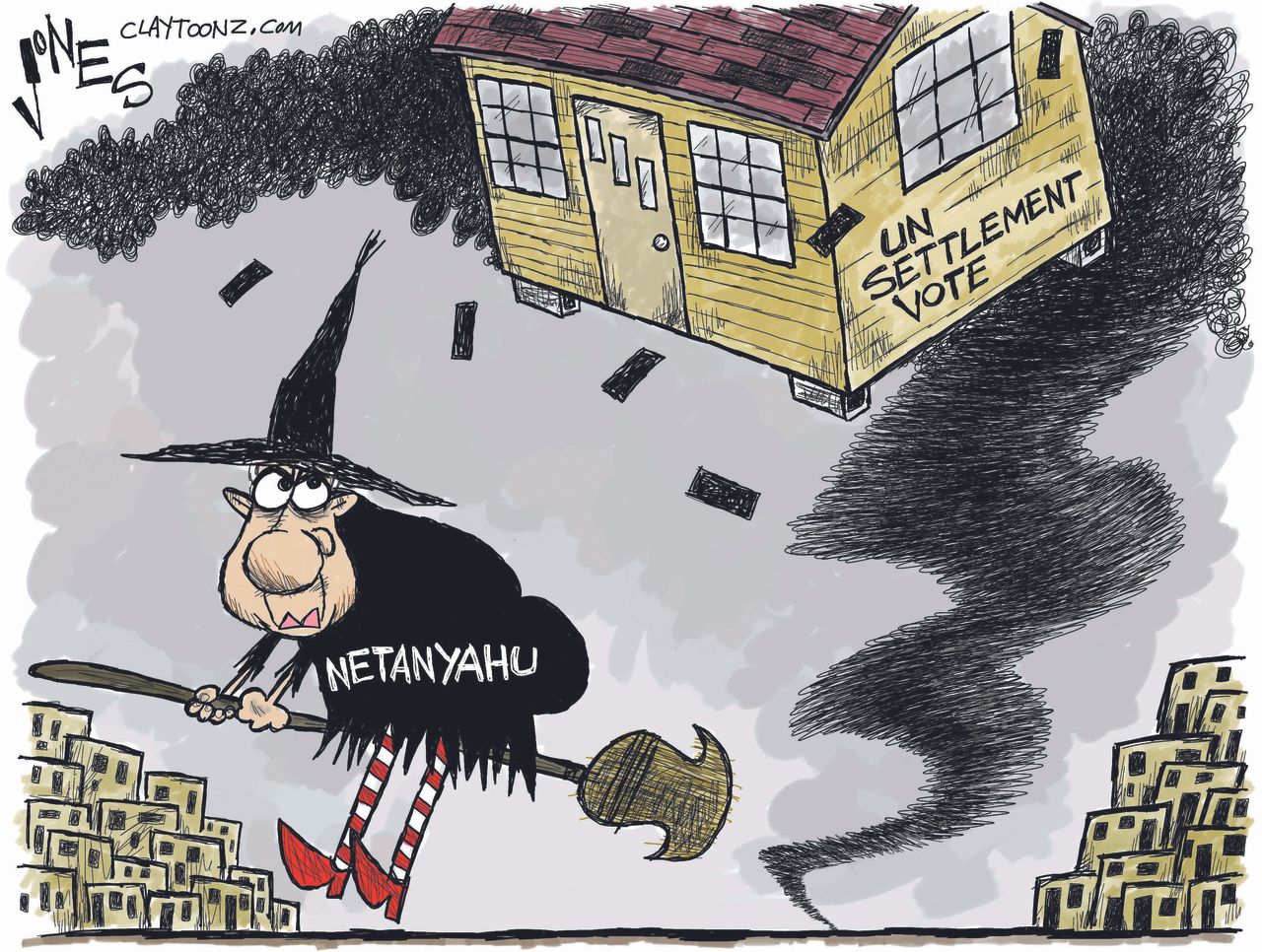 Political cartoon U.S. Netanyahu UN Wicked witch of the west