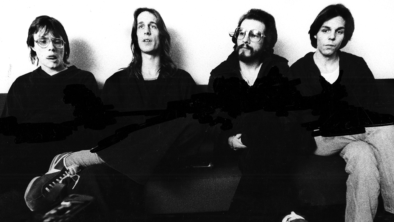 AMSTERDAM, NETHERLANDS - OCTOBER 12: Todd Rundgren's Utopia posed backstage in Amsterdam, Holland on October 12 1975. Todd Rundgren 2nd from left (Photo by Gijsbert Hanekroot/Redferns