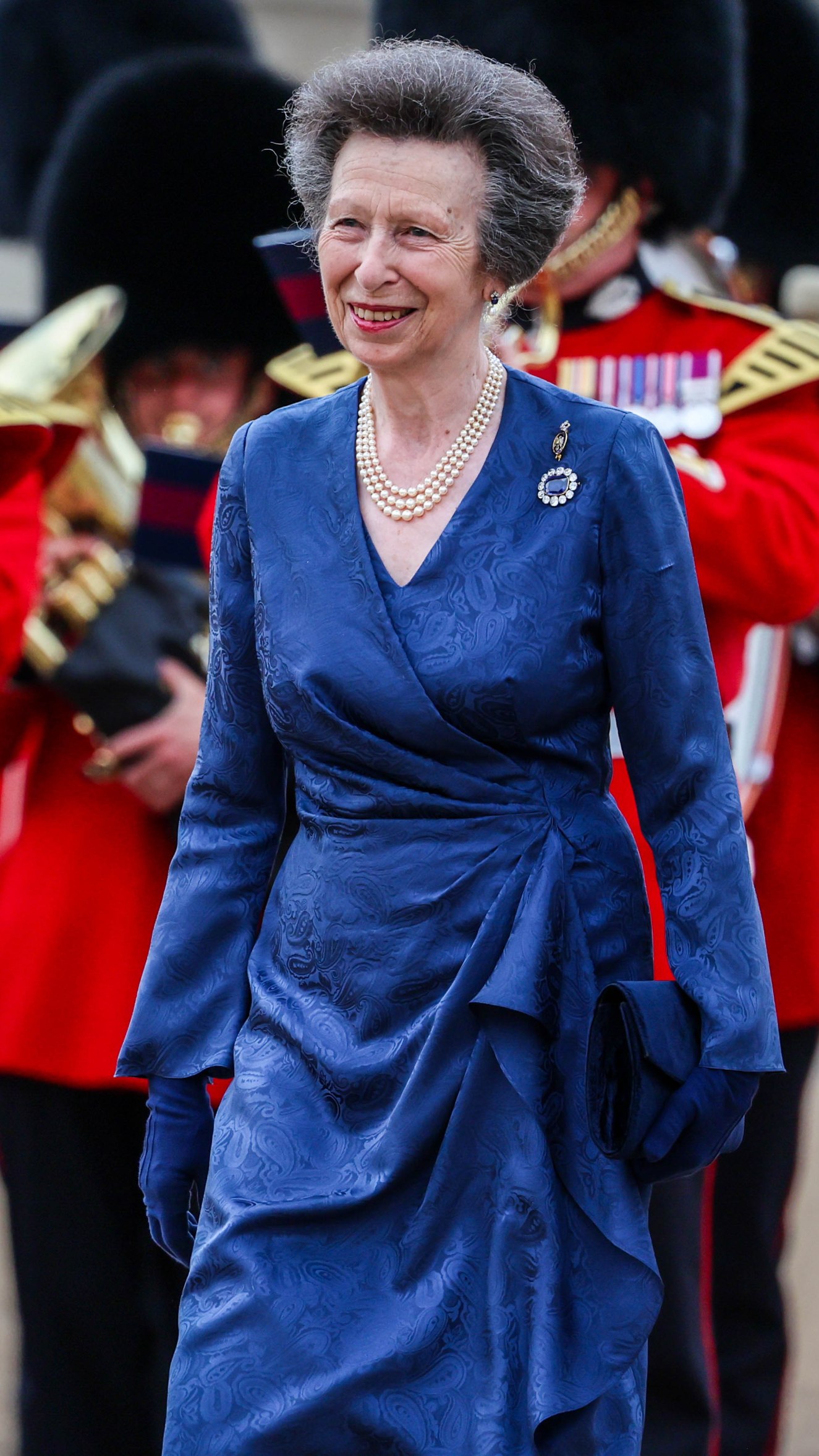 Princess Anne, Princess Royal smiles as she takes part in the Household Division Musical Spectacular 2025