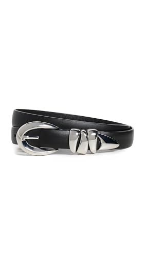 Madewell Women's Chunky Metal Leather Belt, True Black, L