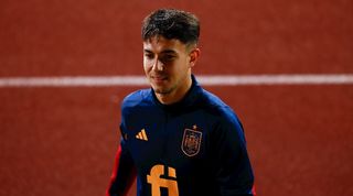 Martin Zubimendi in training with Spain in March 2023.
