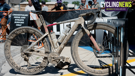 Photos of the bikes from the finish line of Unbound Gravel 2026