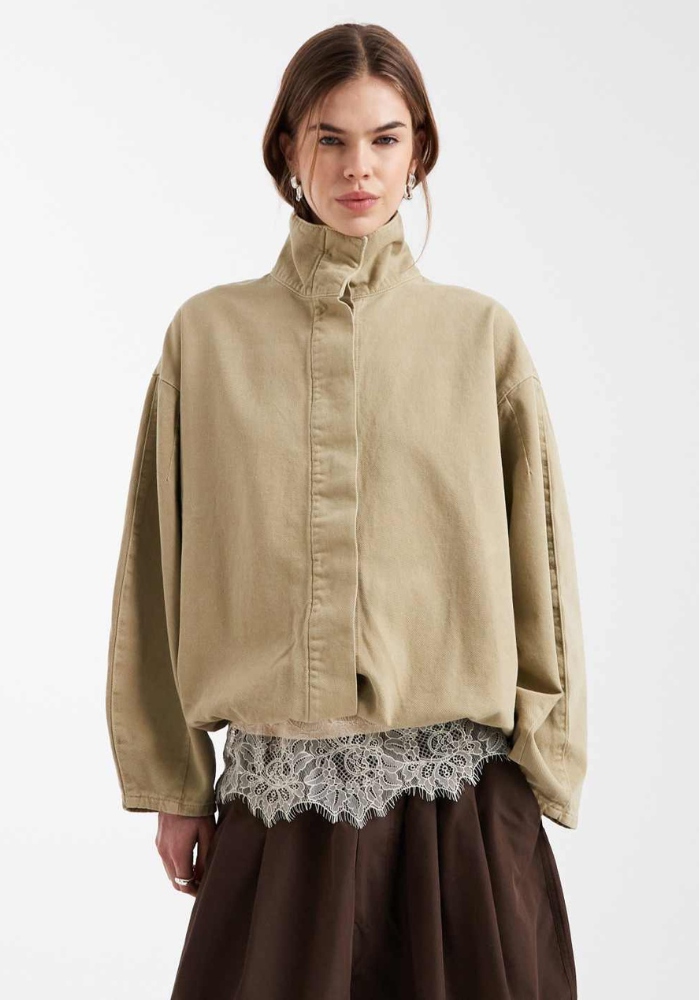 Asos Design Funnel Neck Jacket in Stone