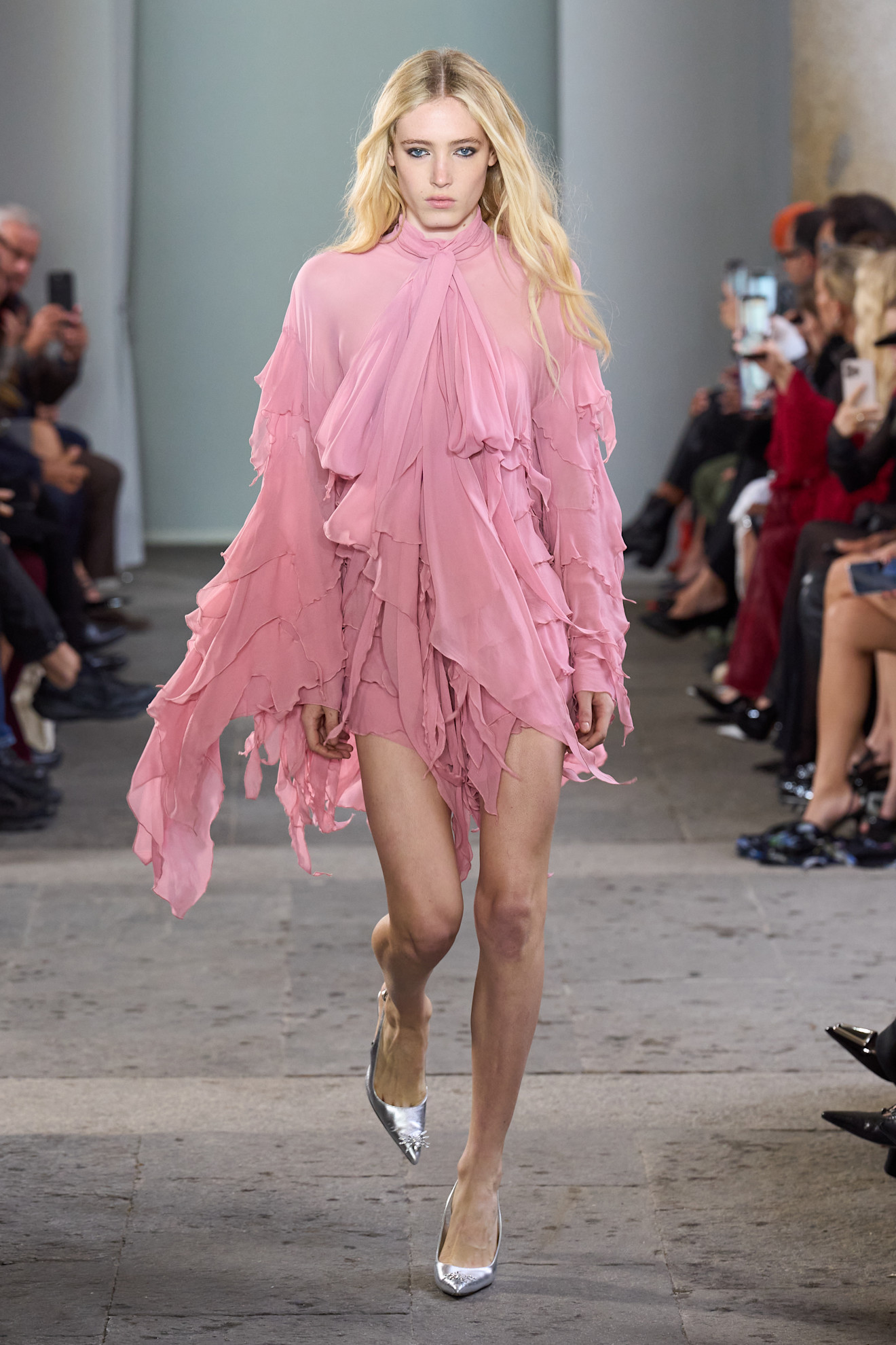Ruffled blush pink dress
