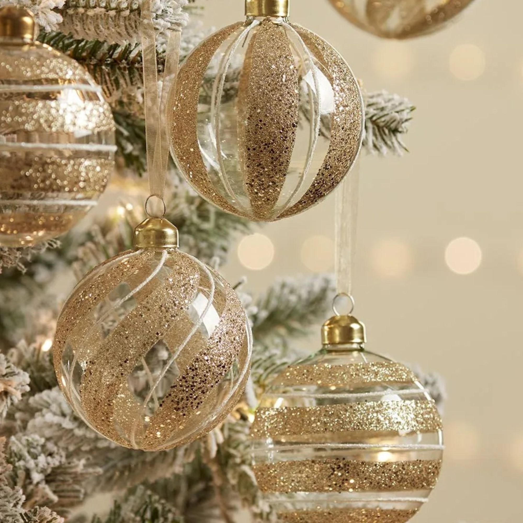 gold glass bauble set